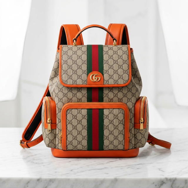 Mochila Gucci Ophidia GG Supreme Web Laranja